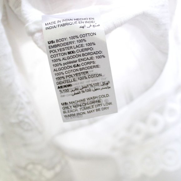 Chico's Lace Crochet Eyelet Trim Blouse White Peasant Top Size 3 16/18 H13471 - Picture 11 of 12